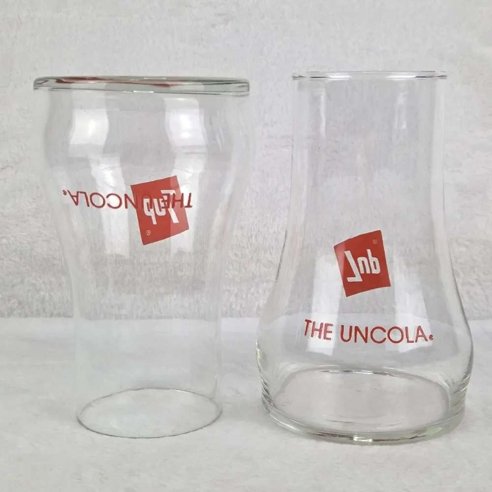 Vintage 7-Up The Uncola Glasses Set of‎ 2 Upside Down Glass Vintage Seven Up